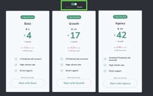 ondigital priceing for facebook ads looker connector screenshot for guide